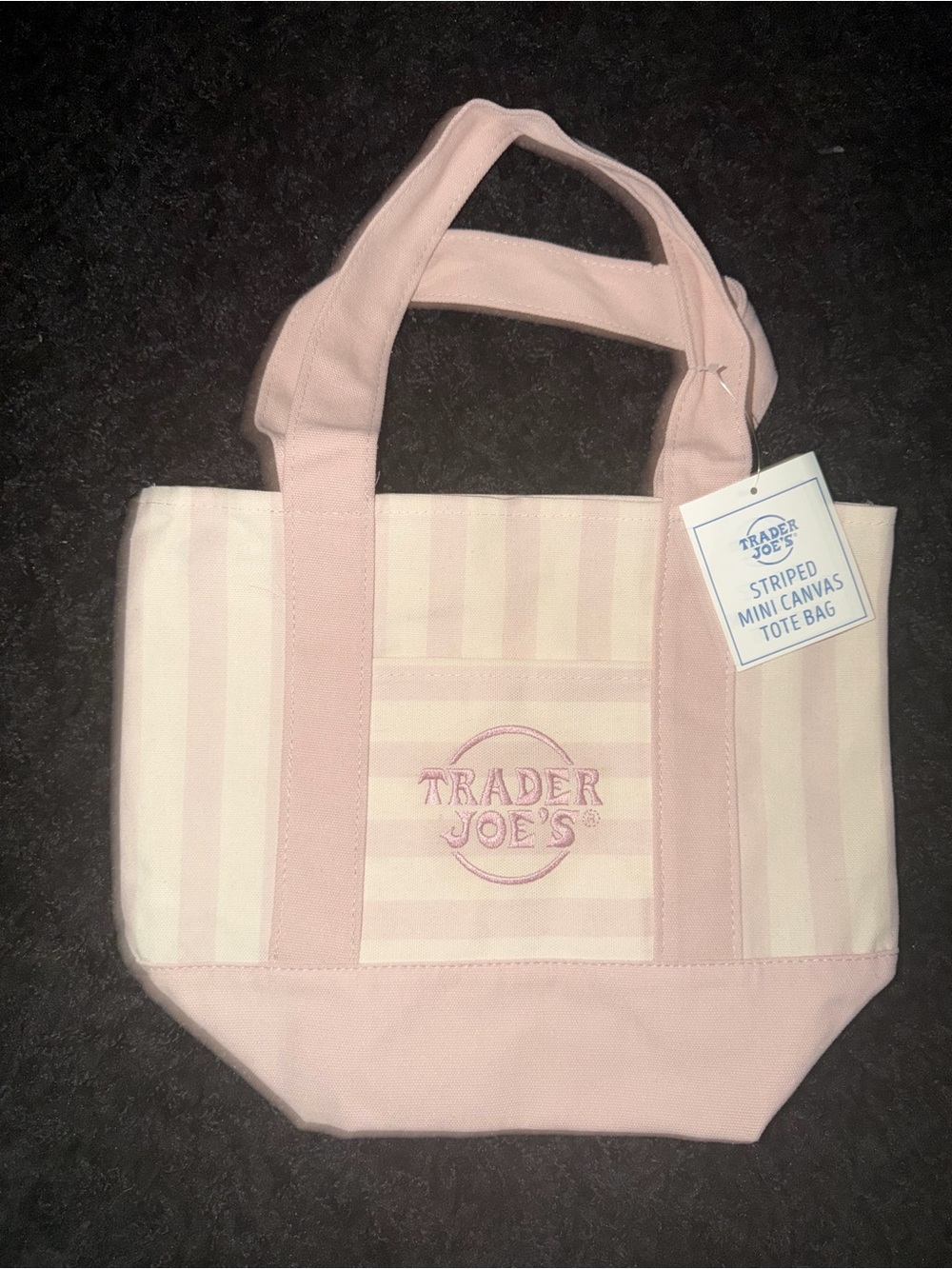 Trader Joe’s Pink Striped Mini Canvas Tote Bag